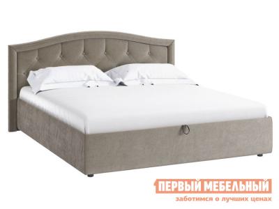 Двуспальная кровать  Верона Лайт Какао, велюр, 160х200 см, С дном короба для белья МебельСон. Цвет: серый