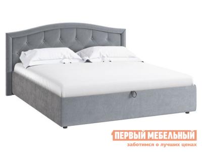 Двуспальная кровать  Верона Лайт Муссон, велюр, 180х200 см, Без дна короба для белья МебельСон. Цвет: серый