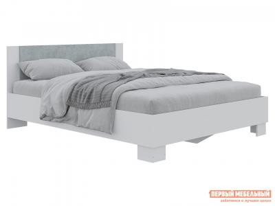Двуспальная кровать  Нова 140х200 см, Белый / Бетон Горизонт. Цвет: серый