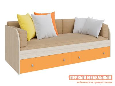 Детская кровать  Астра Дуб Молочный / Оранжевый, Без подушек РВ Мебель. Цвет: оранжевый