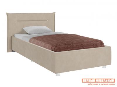 Односпальная кровать  Альба ПМ Капучино, велюр, 90х200 см, С дном короба для белья МебельСон. Цвет: коричневый