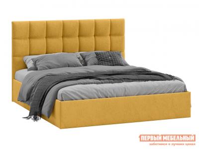 Двуспальная кровать  Эмбер Желтый, микровелюр, Без подъемного механизма ТриЯ. Цвет: желтый