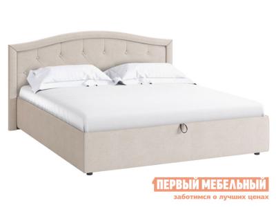 Двуспальная кровать  Верона Лайт Крем, велюр, 160х200 см, С дном короба для белья МебельСон. Цвет: бежевый