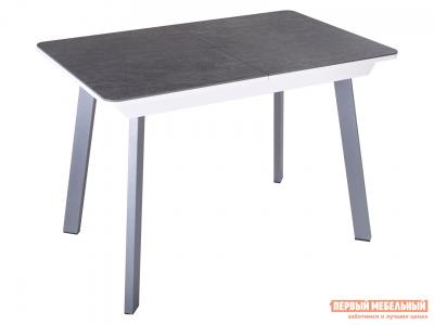 Кухонный стол  Диско Черный, керамгранит / Белый Серые ножки Домотека. Цвет: серый